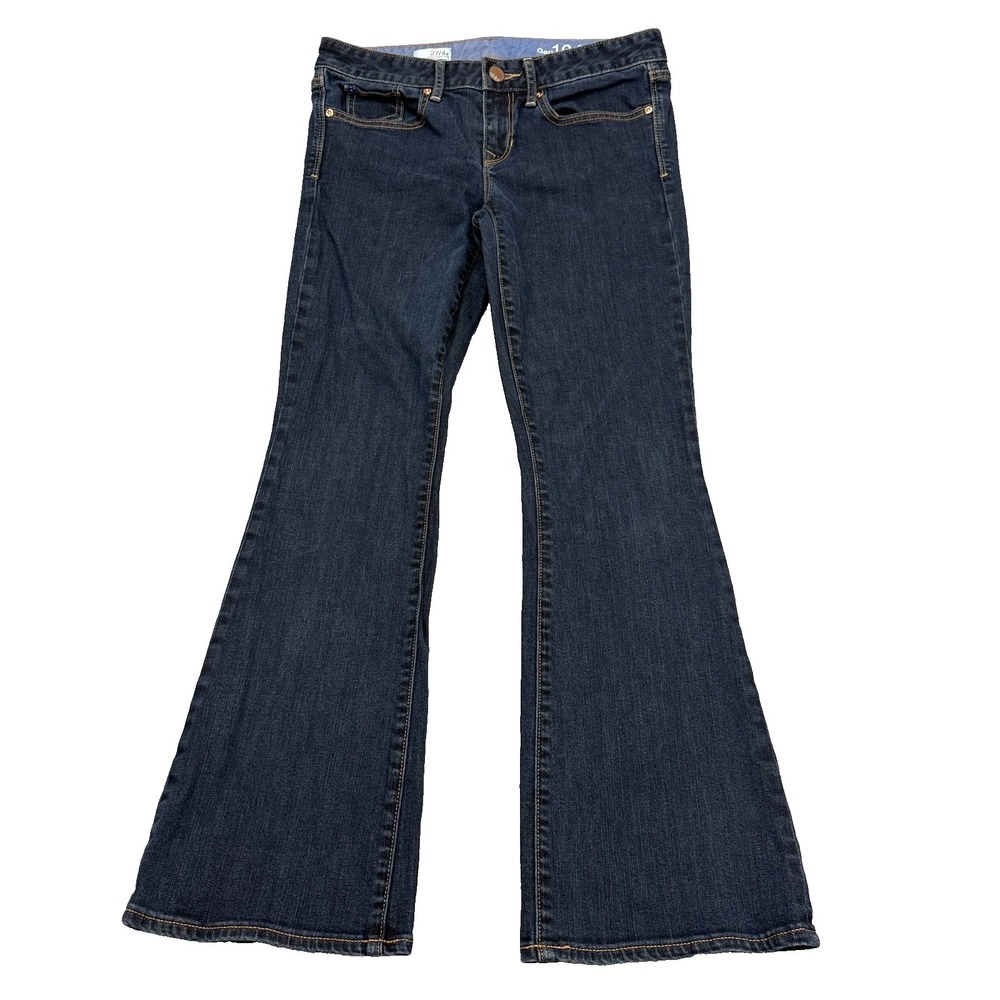 Gap Curvy Low Rise Flare Leg Jeans Womens Size 27/4a Stretch Dark Wash Hip Boho